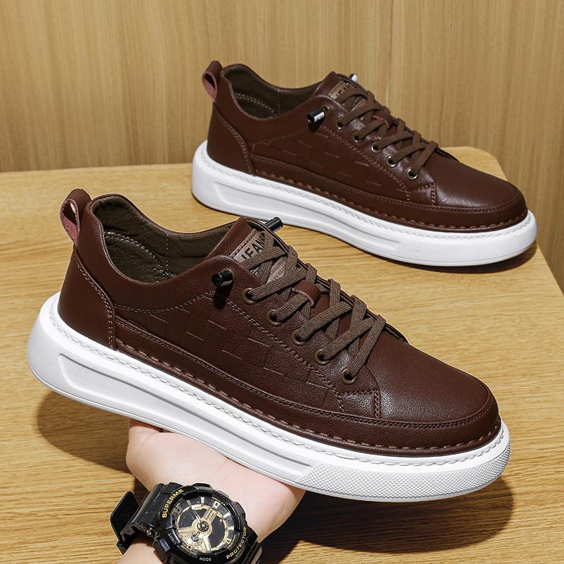 Fashion 2025 Spring Autumn Men Casual Platform Shoes Men luxury Loafers White Soft Leather Outdoor Driving Tennis Running Man Sneakers