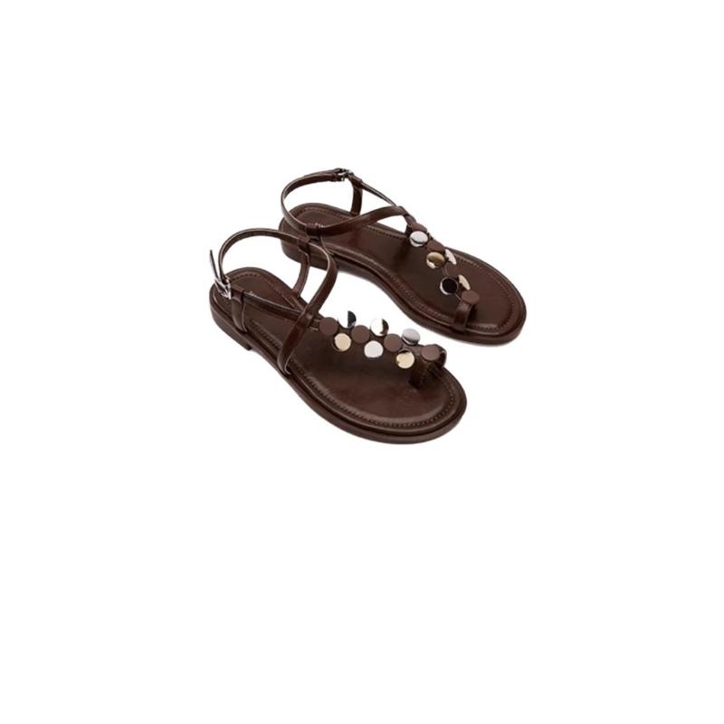 Fashion All-Match Flat Sandal Shoe Summer Heels 2025 Women's Flip Flops Platform Without Fashion Gladiator Girls New Retro Corrective Ro