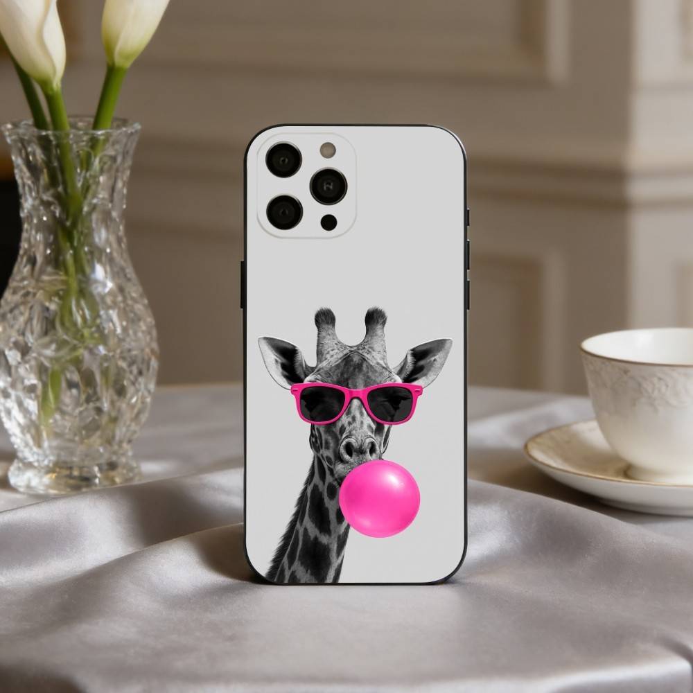 

Towering Giraffe Art Phone Case For iPhone 17,16,15,14,13,12,11 Plus,Pro Max,XS,Soft Silicone Black Cover iPhone15