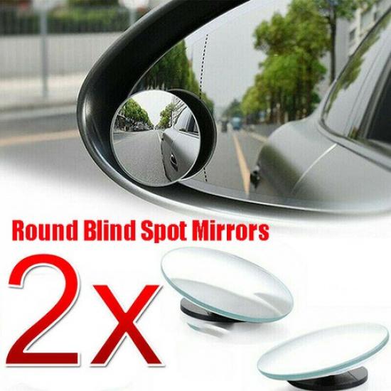 2PCS Car Blind Spot Mirror HD Round Glass Convex Rear View 360° Universal•