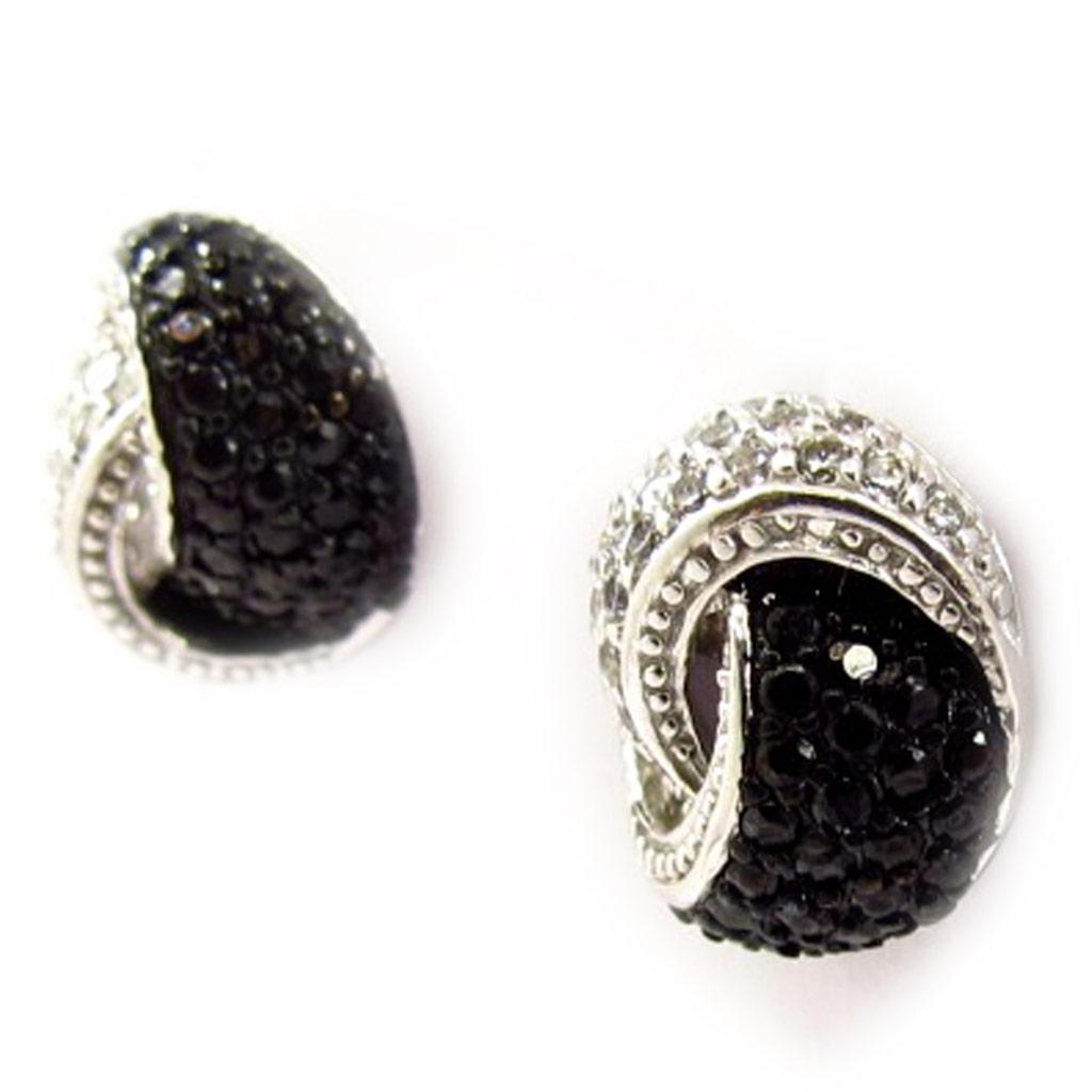 Les Trésors De Lily [K7172] - Silver Earrings 'Sissi' Black White