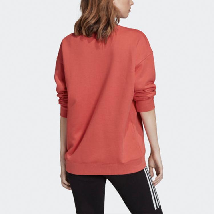 Adidas Originals Trefoil Logo Print Crewneck Sweatshirt Women Sweatshirt Red FM3291