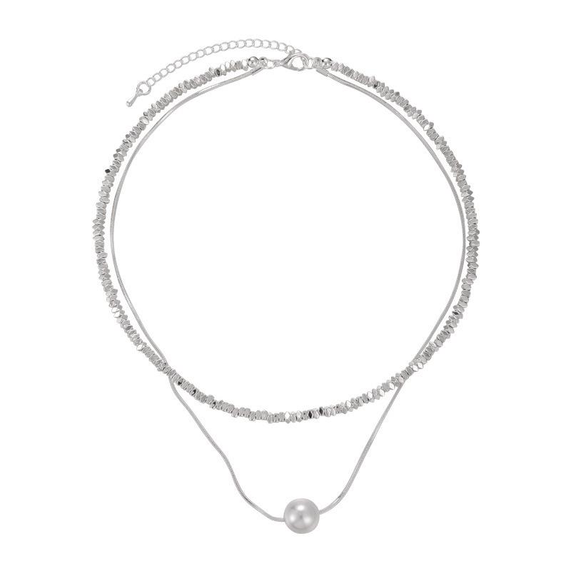 Women's Double-Layered Pearl Necklace: 2024 Hot-Selling Silver Clavicle Fashion Piece