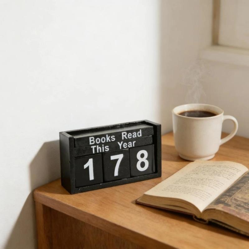Wooden Books Read This Year Counter Sign for Tracking Reading Progress Numbered Desktop Ornament Book Enthusiasts Gift