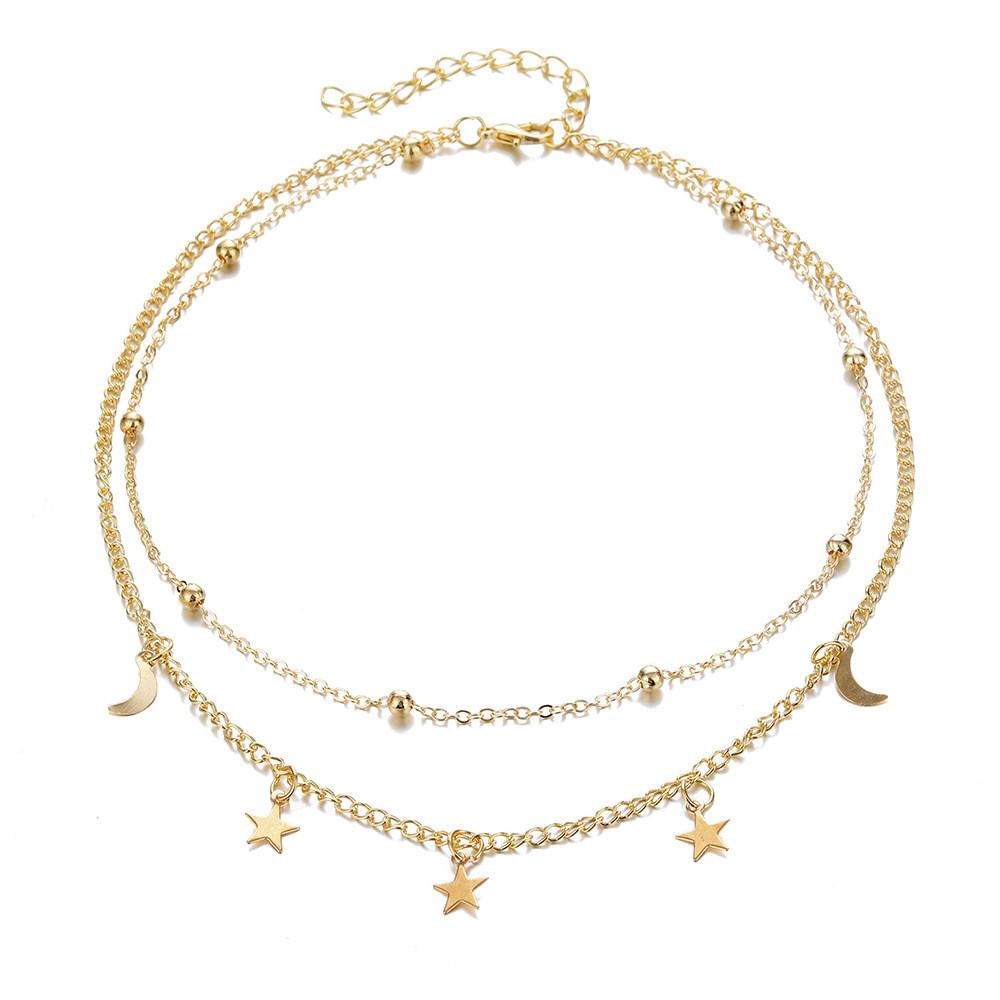 

Золотое Роскошное И Серебряное Ожерелье Звезда Луна Эксклюзивные Сплавные Украшения Для Женщин