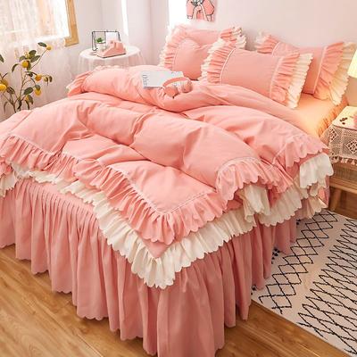 WOSTAR Housse de couette style princesse rose drap de lit taie d'oreiller 2 personnes literie lit double de luxe ensemble quatre pièces /taille queen/king