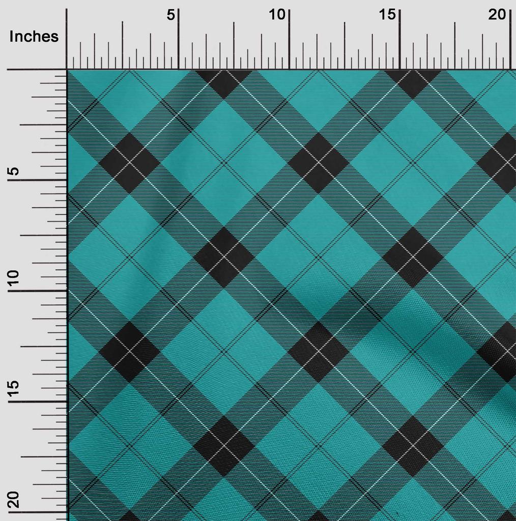 oneOone Cotton Flex Fabric Tartan Check Print Fabric By The Yard 40 Inch