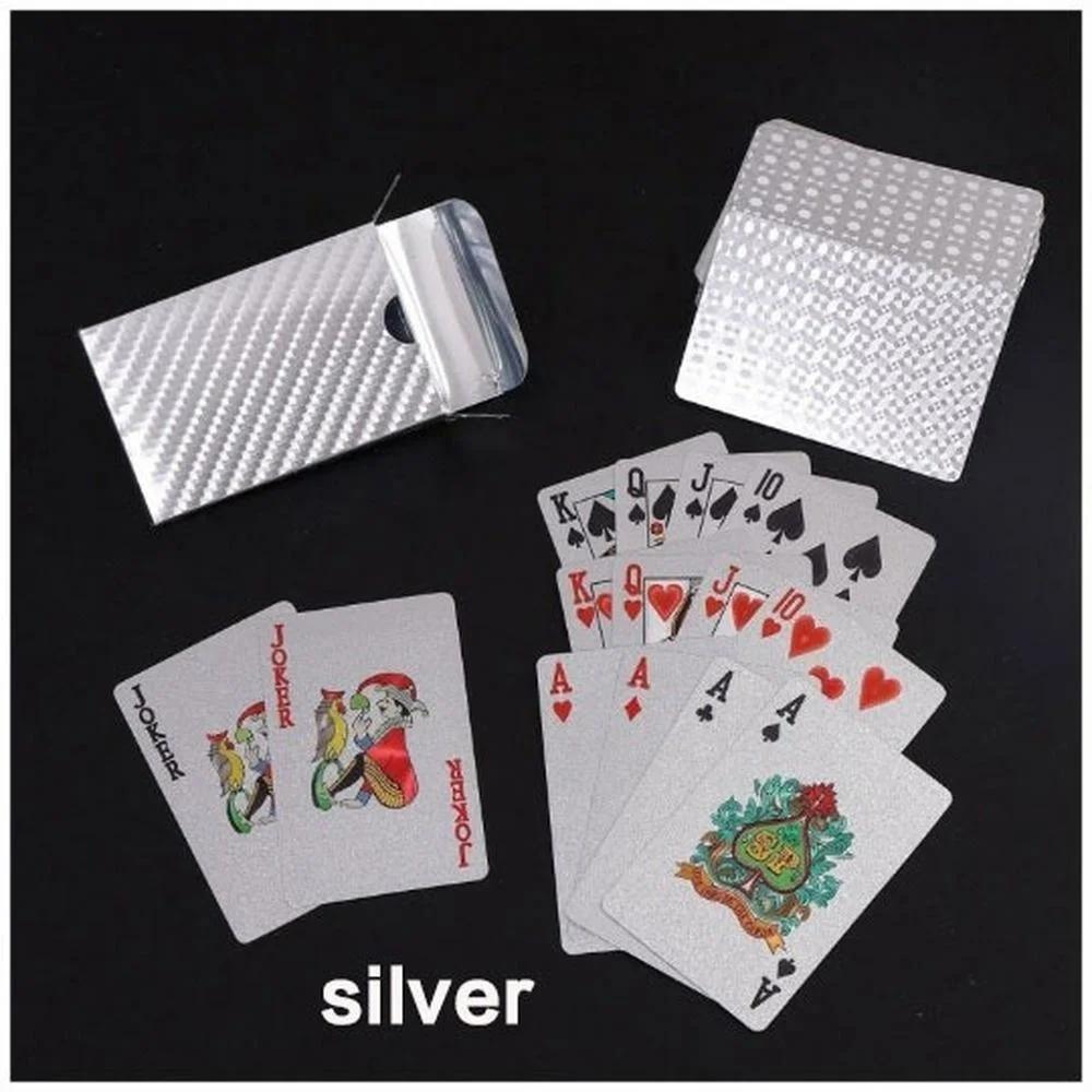 

Матовые пластиковые покерные карты Водонепроницаемые ПЭТ игральные карты для настольных игр Классическая колода Инструмент для магических трюков Набор для казино-покера silvery