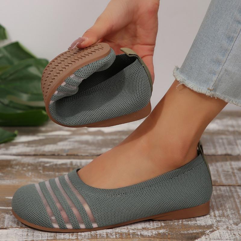 Fashion Women's Flat Shoes Autumn New Round Head Shallow Mouth Mesh Cloth Breathable Soft Sole Non-slip Milk Low Top Shoes