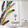 Beautiful Colorful Feather Shower Curtain,Simple And Fashionable Waterproof Home Bathroom Decor Shower Curtain 180X200Cm