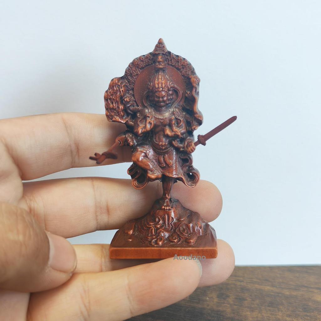 Ususama Myōō Wooden Statue – Total Height 7.2cm, Boxwood Miniature Buddhist Statue, God of the Toilet (Antique Finish)