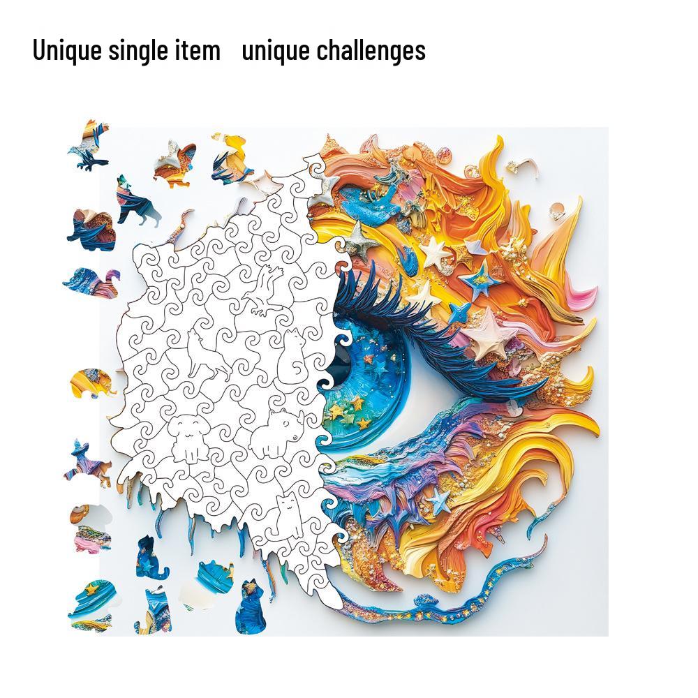 HOOLOOG Ocean Eyes Wooden Irregular Jigsaw Puzzle & Money Box Toy