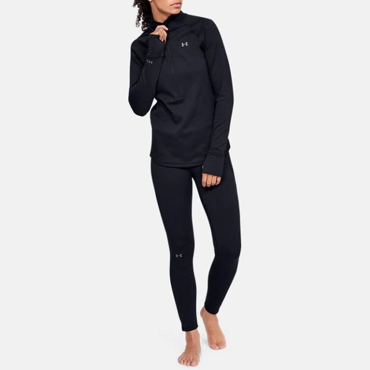 Under Armour Half-Zip Solid Color Sports Stand Collar Hoodie Women hoodies Black 1343319-001