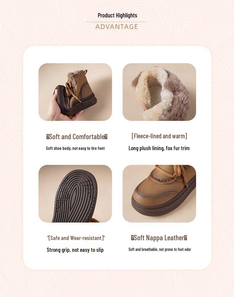 Women's Super Soft Cotton Snow Boots, Plus Velvet Warm Mid-Calf Martin Boots for Autumn and Winter