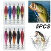 5Pcs 8cm Luminous Squid Jig Hook Fishing Lure Wood Shrimp Cuttlefish Hard Bait Artificial Fake Octopus Lures for Night Fishing