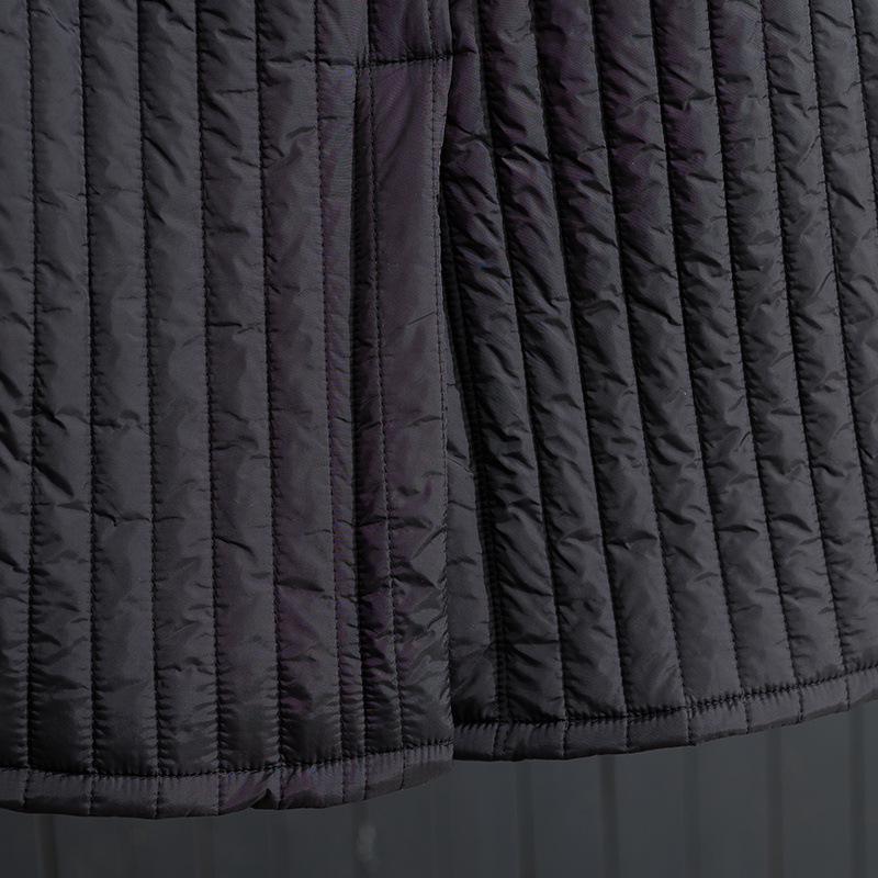 2025 Autumn/Winter Women's Striped Padded Half-Skirt: Elastic Waist, Solid Color A-Line Cotton Design.