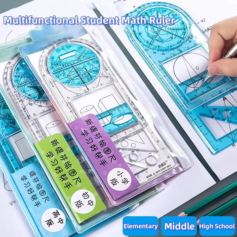 Rotatable Fast Drawing Template Ruler Professional Geometry Protractor Mathematics Drafting Tools Student Stationery Supplies