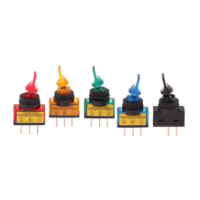 12V Led Toggle Switch 3-Pin 10A 3-Pin Asw-14D Short Handle With Led Lights Waterproof