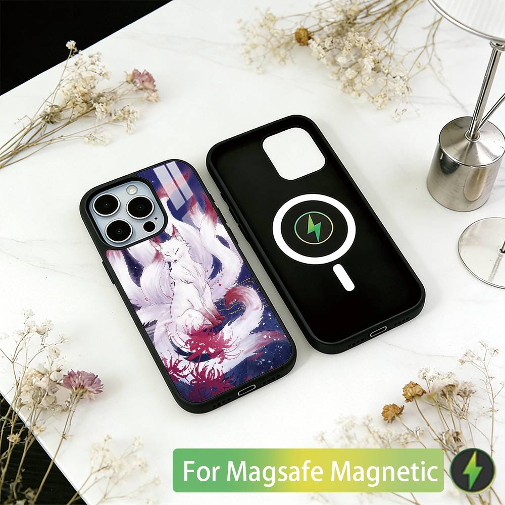 Nine Tailed Fox Phone Case For iPhone17,16,15,14,13,12,11 Plus,Pro Magnetic For Magsafe Wireless Charging