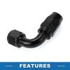A ABSOPRO Female Flare Reducer Hose Fitting Adapter TF-1001-AN12 90° Fuel Line Connector Aluminum O Ring Black