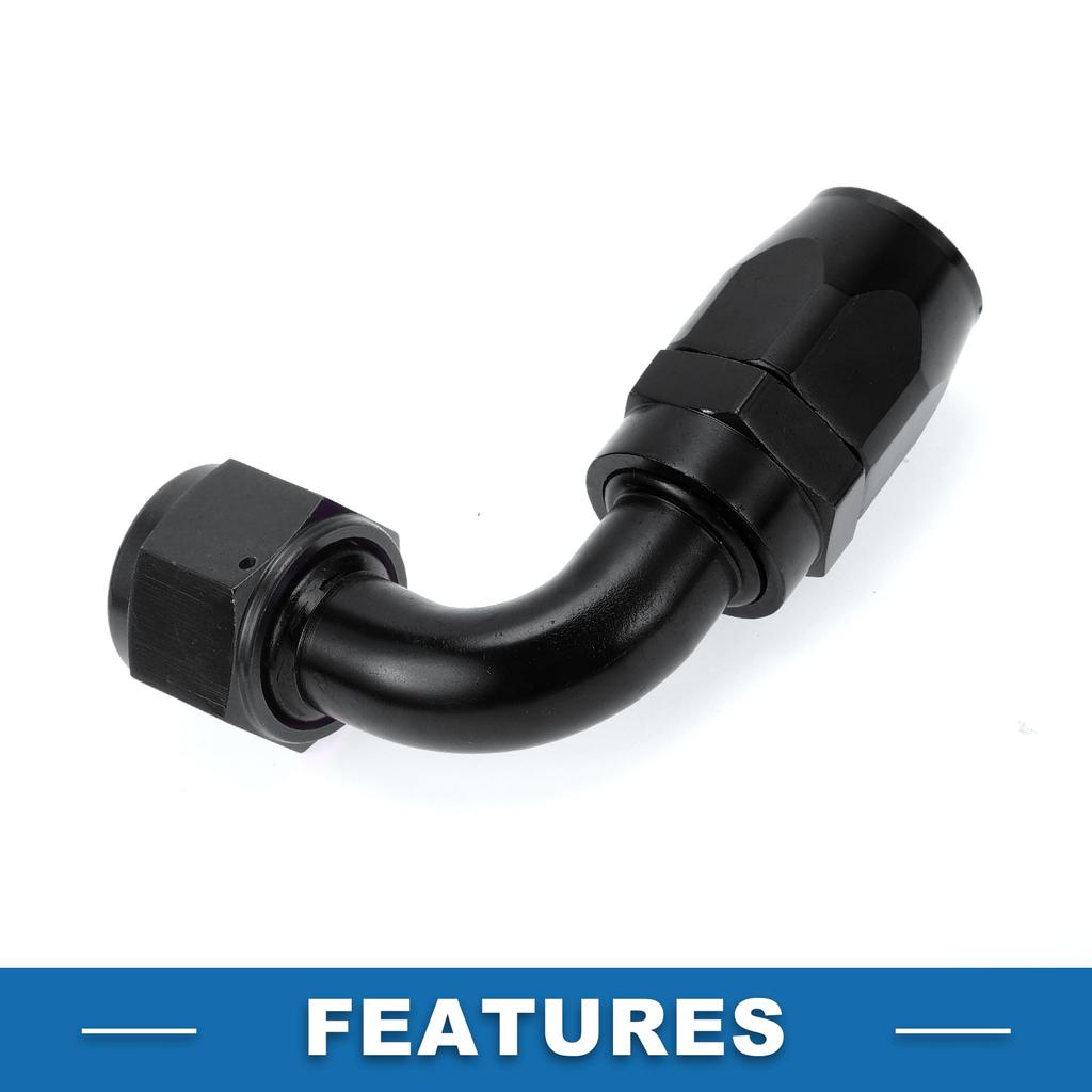 A ABSOPRO Female Flare Reducer Hose Fitting Adapter TF-1001-AN12 90° Fuel Line Connector Aluminum O Ring Black