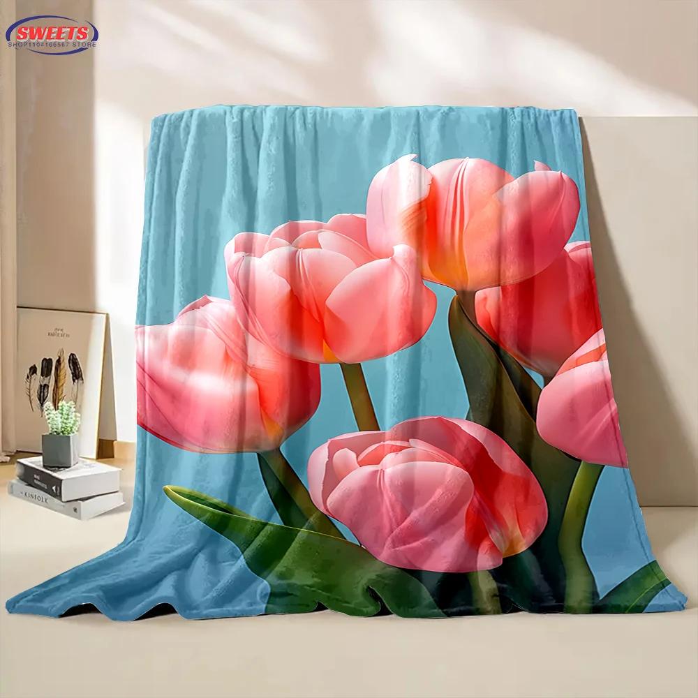 

New Arrive Flower Theme Tulip Soft Blanket for Bed Bedroom Sofa Picnic,Throw Blanket for Cover Outdoor Leisure Trip Nap NiceGift 75x90cm