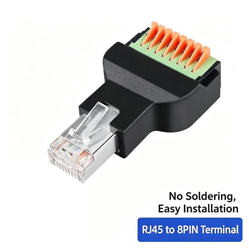 Solderless RJ11 To 8Pin Terminal Block Adapter RJ11 Male Plug / Female Jack To 8P Spring Push Terminal Connector