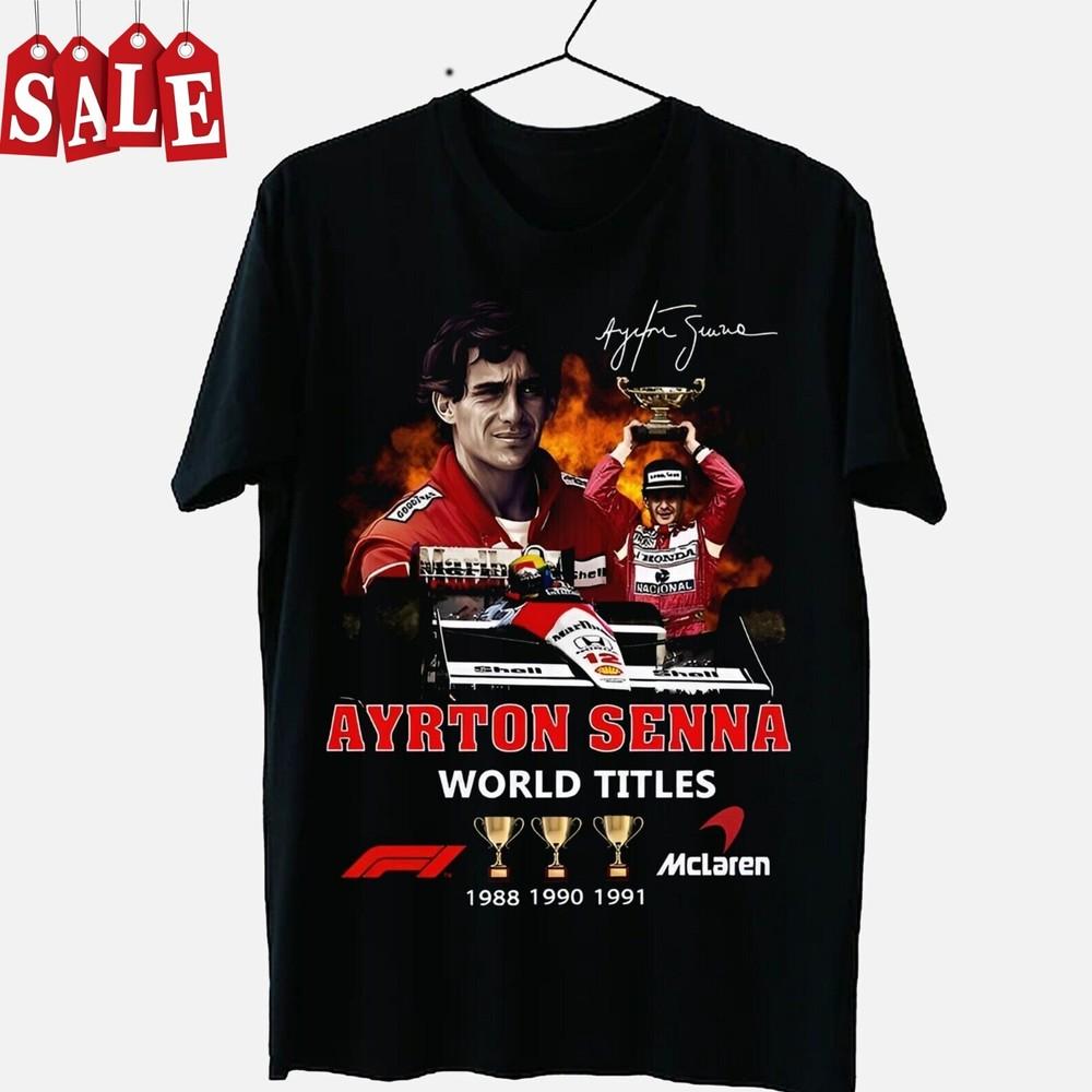 Hot Rare Ayrton Senna World Titles 1988 1990 1991 Gift Family Shirt Unisex T-Shirt