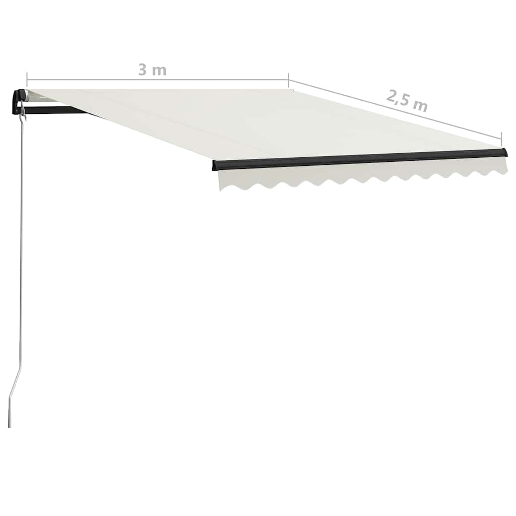 Manual Retractable Awning with LED Lights 300x250 Cm Cream
