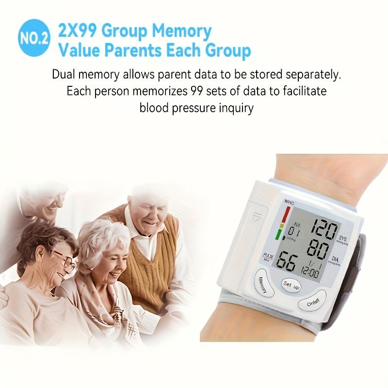 Monitor de Presión Arterial de Muñeca Automático con Pantalla LCD Grande - Brazalete Ajustable, Detección de Frecuencia de Pulso, Alerta de Latido Irregular
