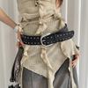 Retro Punk Pu Leather Wide Belt With Studded Decor For Womens Vintage Skirts And Jeans