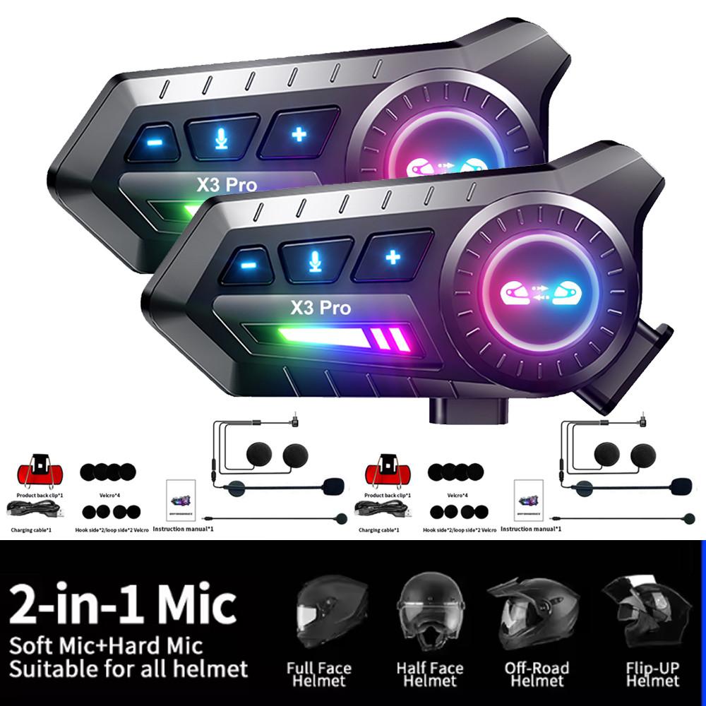 Motorcycle Helmet Bluetooth Intercom with Noise Reduction and IPX6 Waterproof