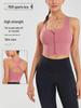Plus Size Shockproof Zipper Sports Bra with Wide Straps - Beautiful Back Design for Running and Yoga