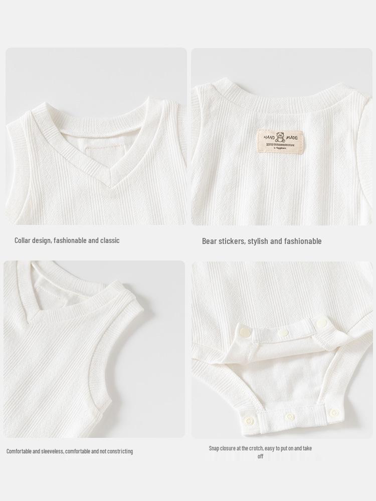 Unisex Summer Baby Bodysuit - Pure Cotton Jacquard Newborn Romper Gift