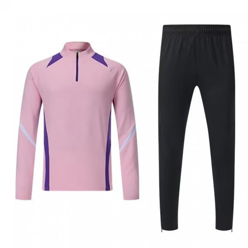 Quick-Dry Breathable Running Soccer Training Set Mens Long Sleeve Half-Zip Athletic Wear All
