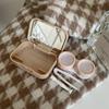 Women Portable Travel Set Color Contact Lenses Storage Box Milk Tea Frosted Lens Container Small Cat Paw Contact Lens Case