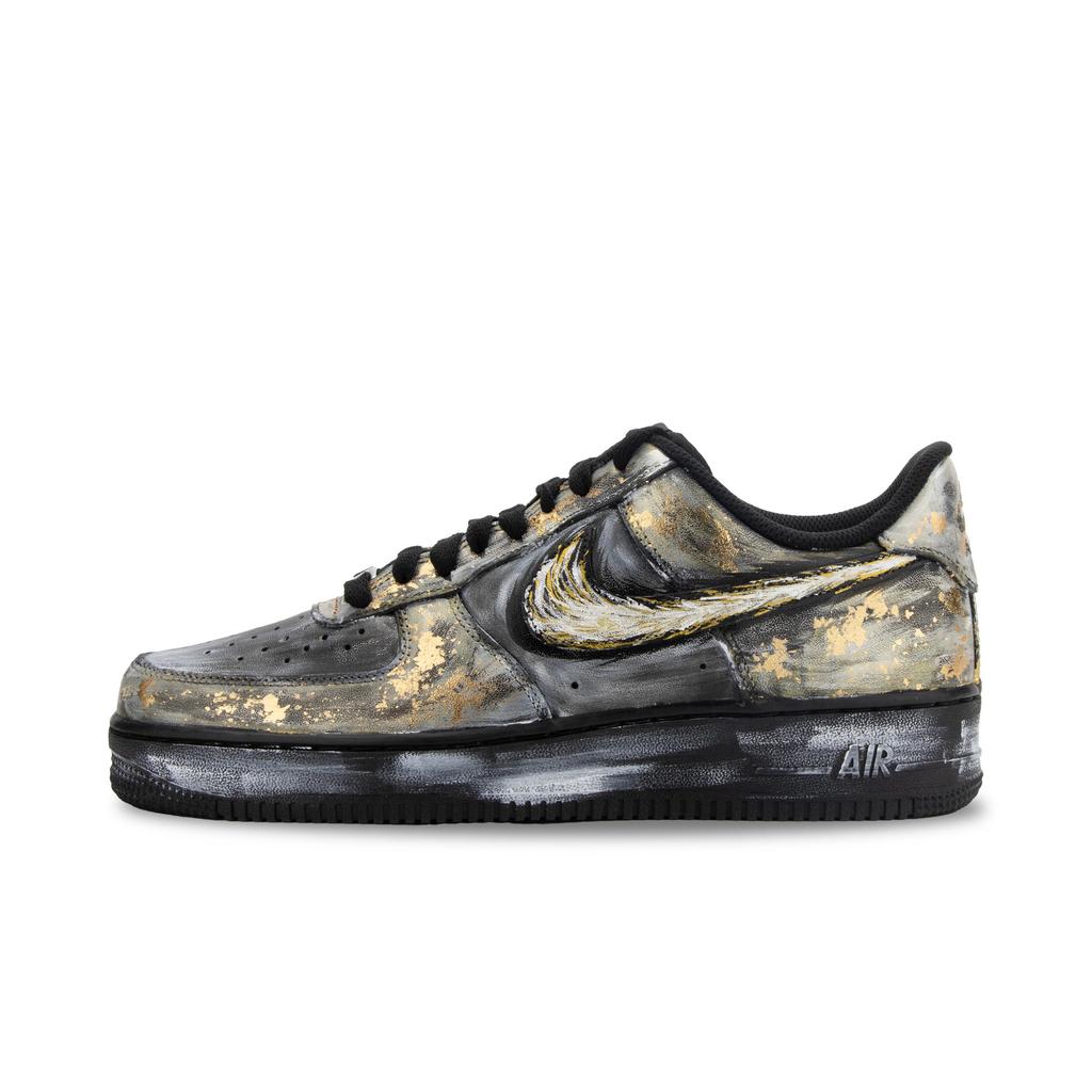 Nike Air Force 1 Skateboard Shoes Unisex Low Top Black/Gold CW2288-001(Team445-)