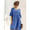 Ruffle Hem Crew Neck Dress, Casual Short Sleeve Dress For Spring & Summer, Women's Clothing