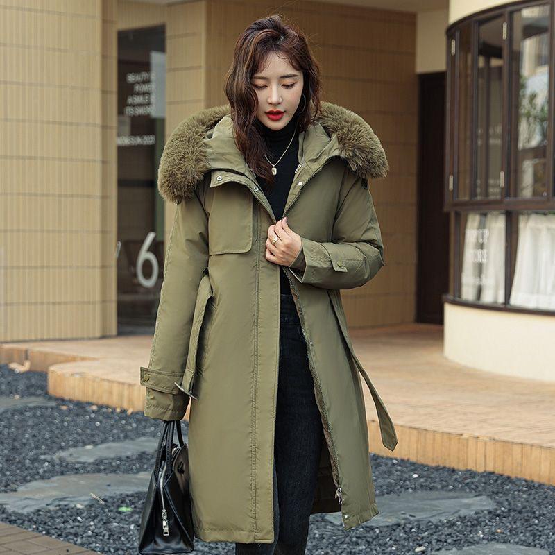 Detachable Parka Women's New Down Jacket Women's Winter Cotton-padded Jacket Mid-length Over-the-knee Large Fur Collar Coat
