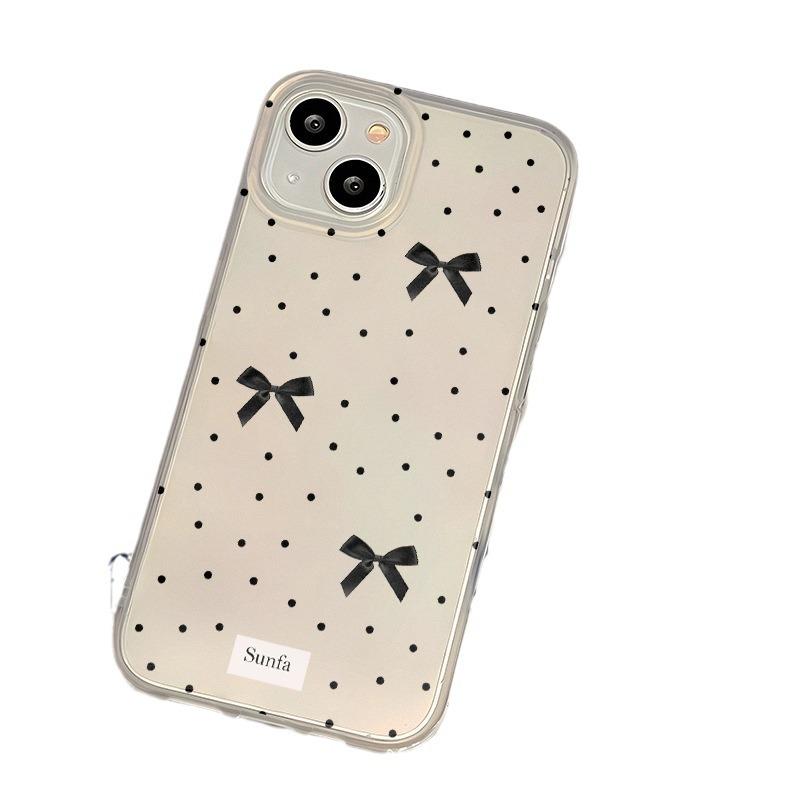 

Polka Dot Bow TPU Matte Material Suitable for IPhone 15 Promax Mobile Phone Case Apple 13 Full Package Soft Case Apple 15Plus