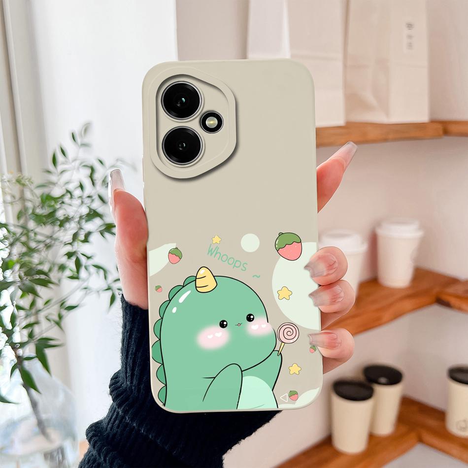 Case For Honor 400 Pro Global Cartoon Dinosaur Back Cover Liquid Silicone Full Protection Durable Shockproof Phone Protectors