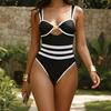 Gestreifter Sexy Damen Einteiler Badeanzug Bademode Weiblicher Tanga Biquini Monokini Badeanzug Badeanzug Strandmode