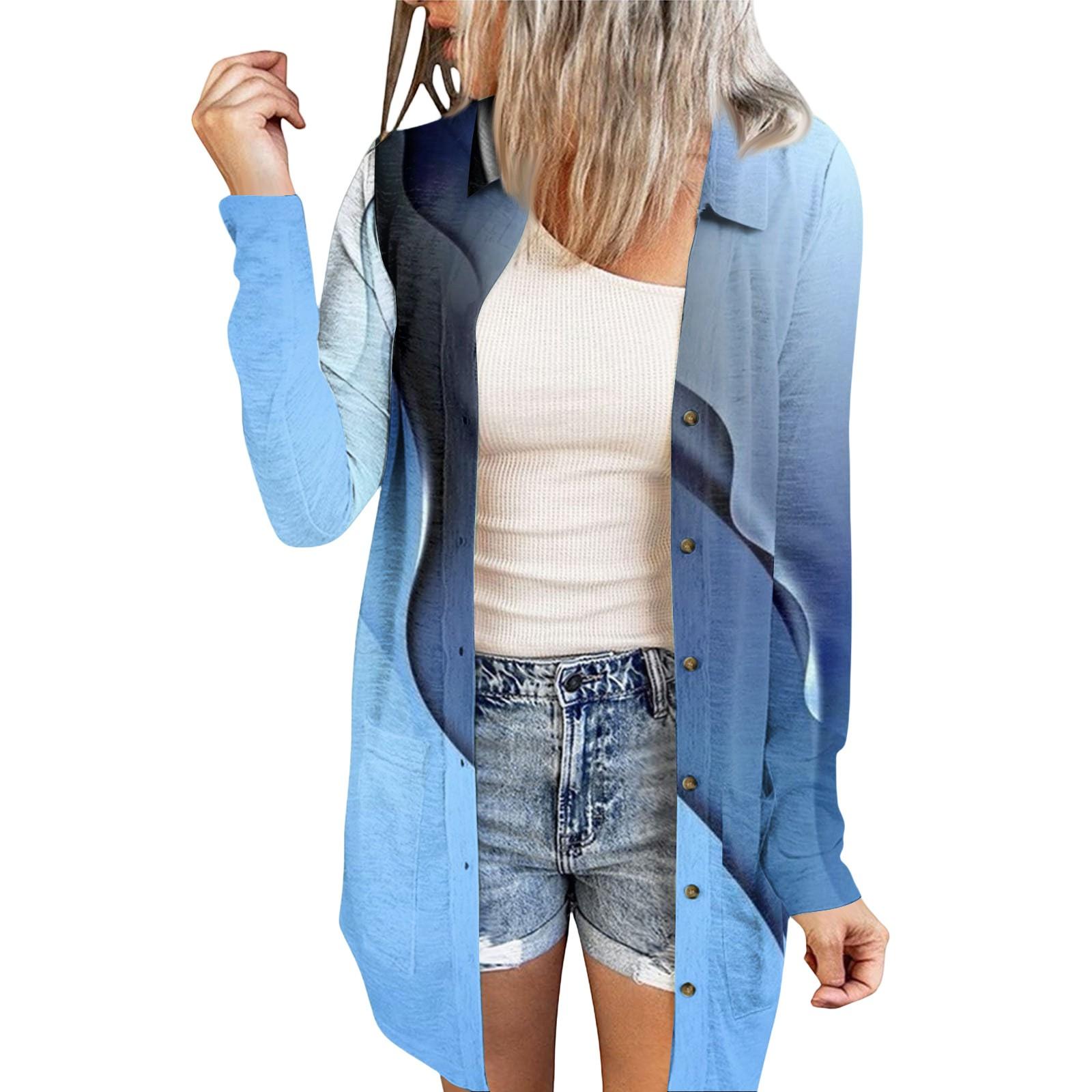 

Women s Casual Fashion Floral Print Long Sleeve Mid-Length Cardigan Jacket S