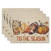 Sunflower Placemats Set of 4 18x12 Inch Summer Fruit Black and White Buffalo Plaid Linen Place Mats Wipeable Yellow Floral Table Mat