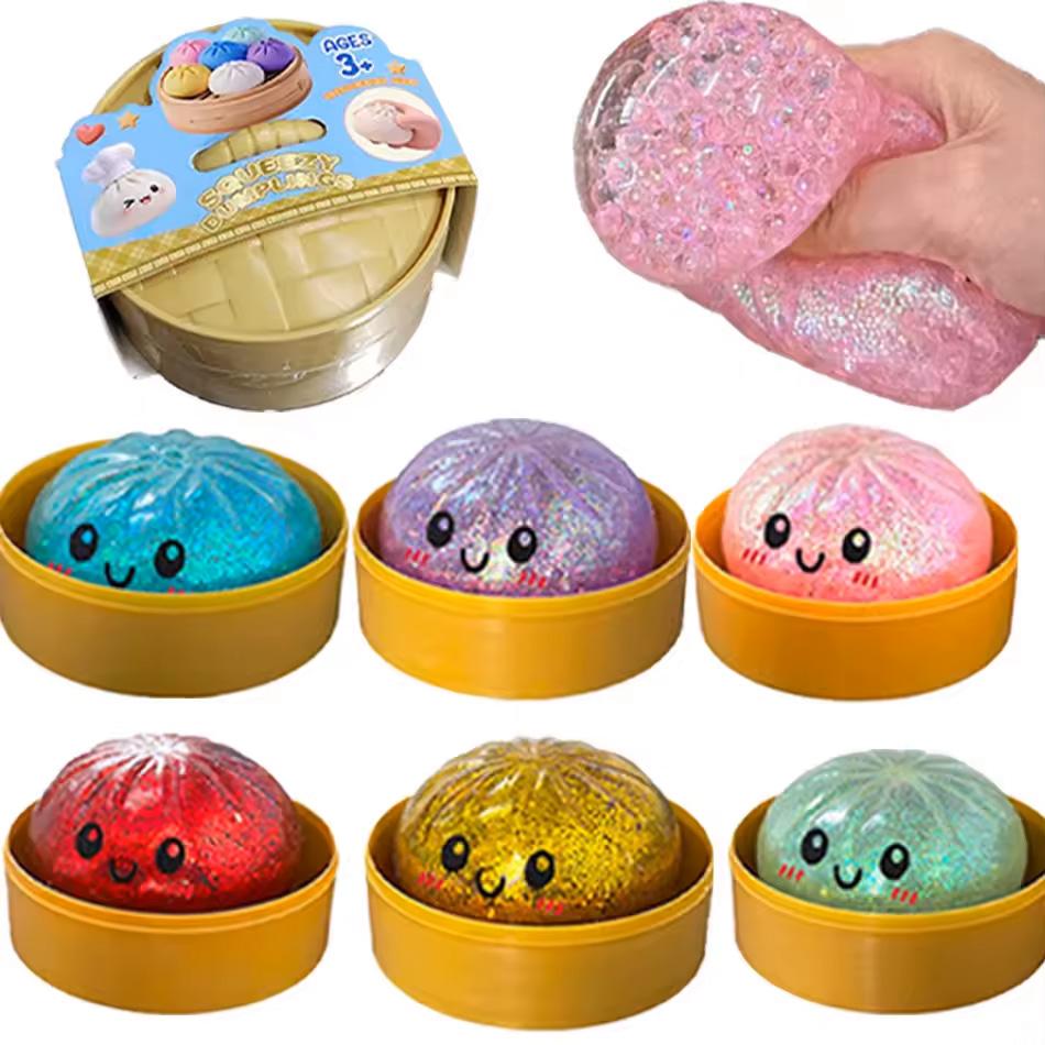Bai Fen Bai Toys Hot1-12Pcs Glitter Dumpling Glitter Dumpling Squishy With Box Dumplings Sensory Squeeze Toy For Stress Relief