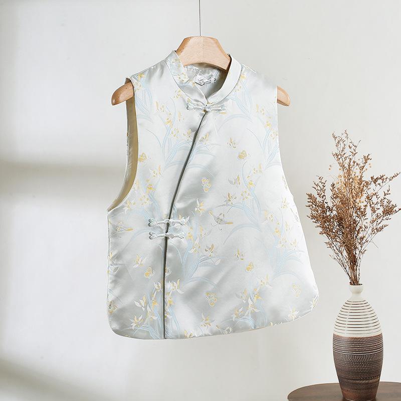 

2025 ранний новый высококлассный универсальный повседневный дорожный жаккардовый жилет без рукавов с воротником-стойкой и пряжкой XXXL [Recommended 138-75kg] синий