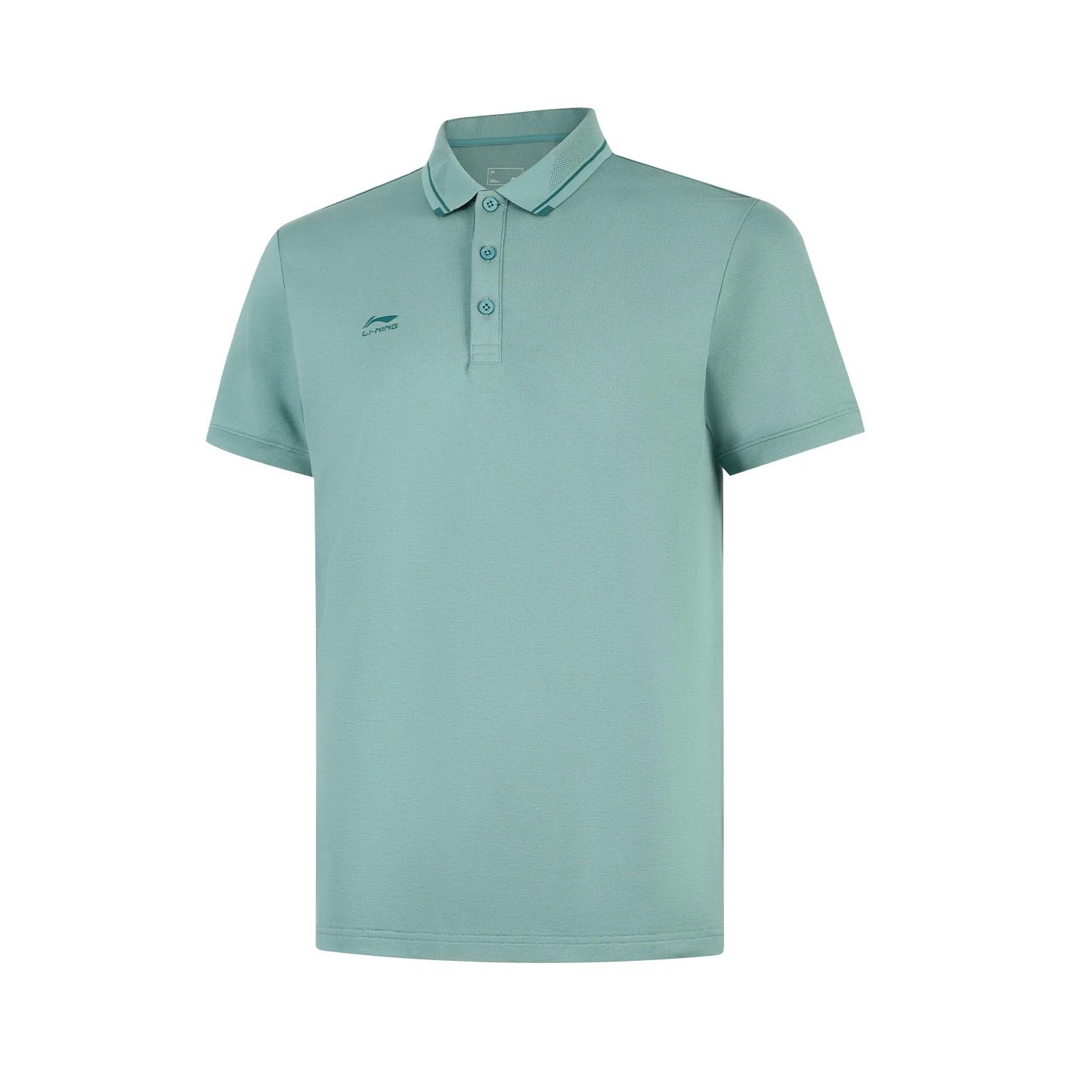 Li Ning Polo Shirts Men s Lime Green Polo Collar Moderate Straight Fit APLV063-5 S