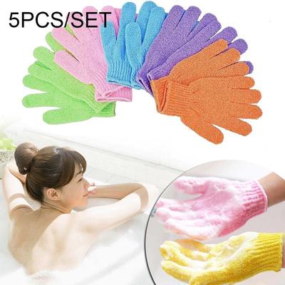 5 TEILE/SATZ Haut Bad Dusche Waschen Tuch Dusche Wäscher Zurück Peeling Peeling Körper Massage Schwamm Bad Handschuhe Feuchtigkeitsspendende Spa
