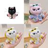 Plush Cat Keychain With Flower Shirt And Sunglasses Design For Cute Gift And Bag Decoration