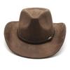 Western Cowboy Hat Suede Brown Jazz Top Hat Men And Women Ethnic Style Big Eaves Hat